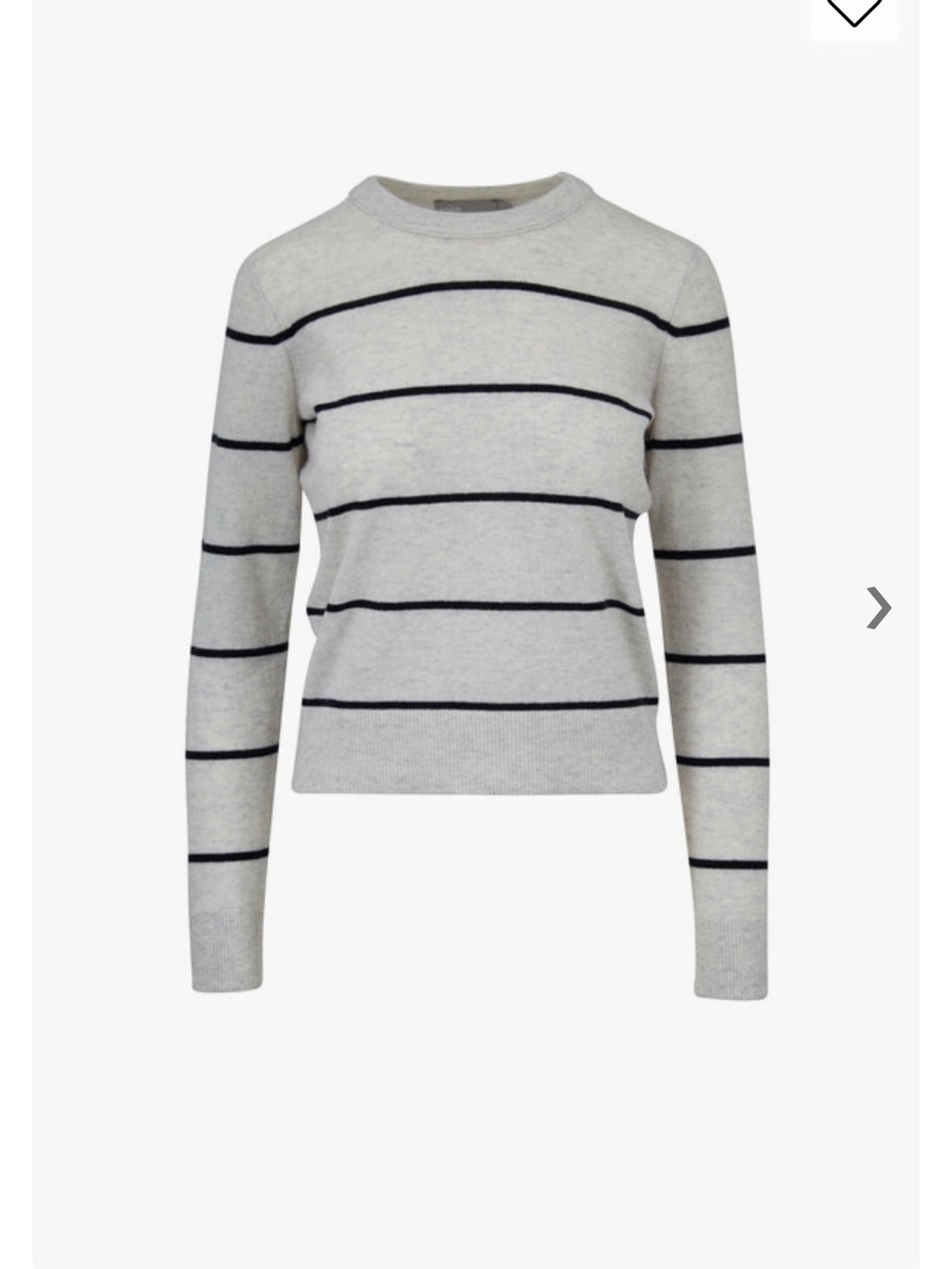 Vince Light Gray Crewneck Sweater with Black Stripes